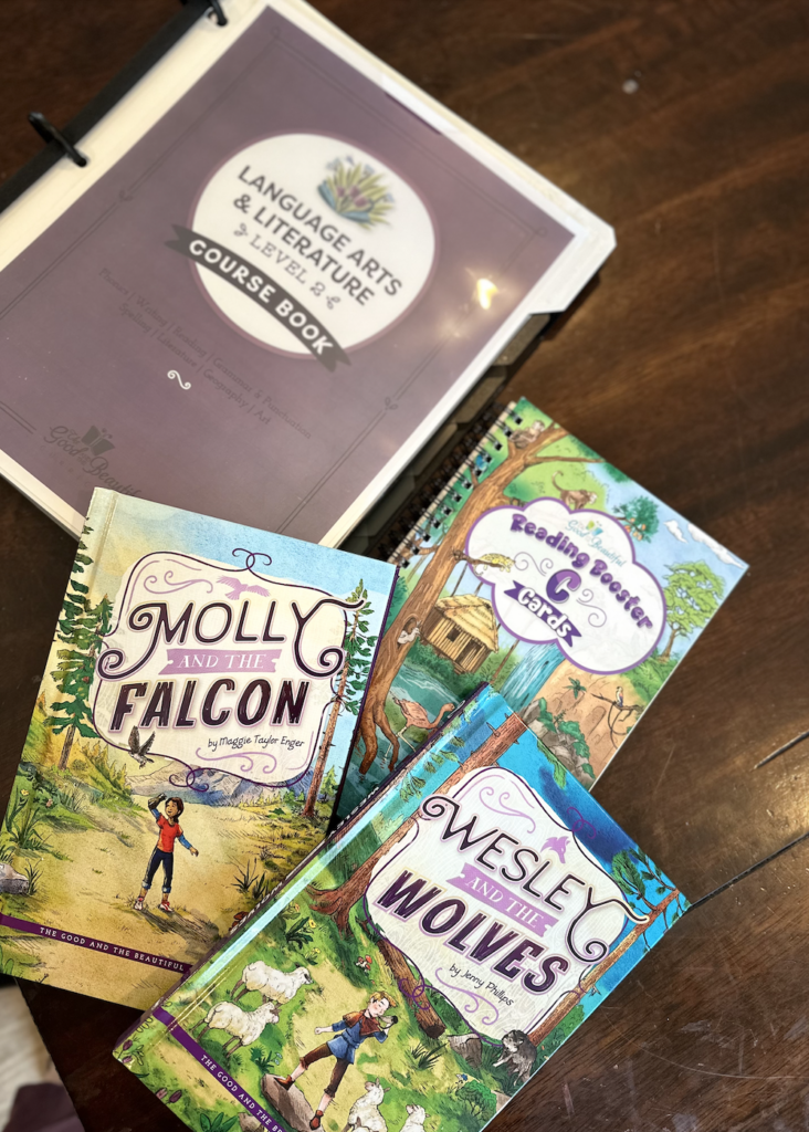 the good and the beautiful level 2 language arts set for our first grader's homeschool curriculum
